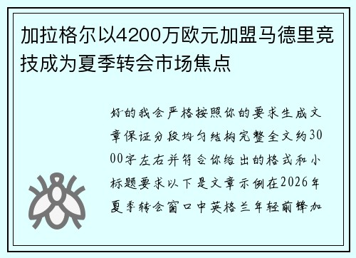 加拉格尔以4200万欧元加盟马德里竞技成为夏季转会市场焦点 加拉格尔以4200万欧元加盟马德里竞技成为夏季转会市场焦点